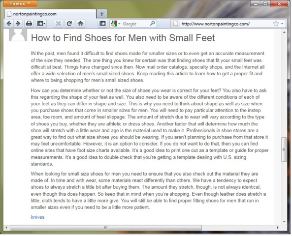 Norton Painting Helps Men With Small Feet Norton Painting Helps Men With Small Feet