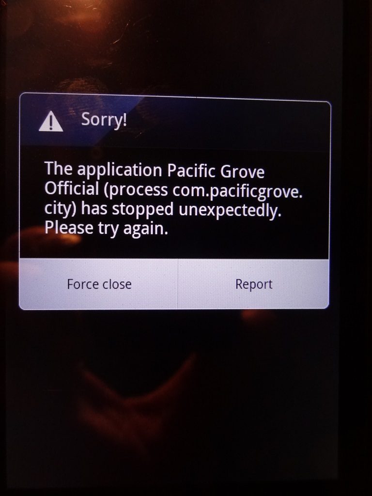 PG App Error Sorry